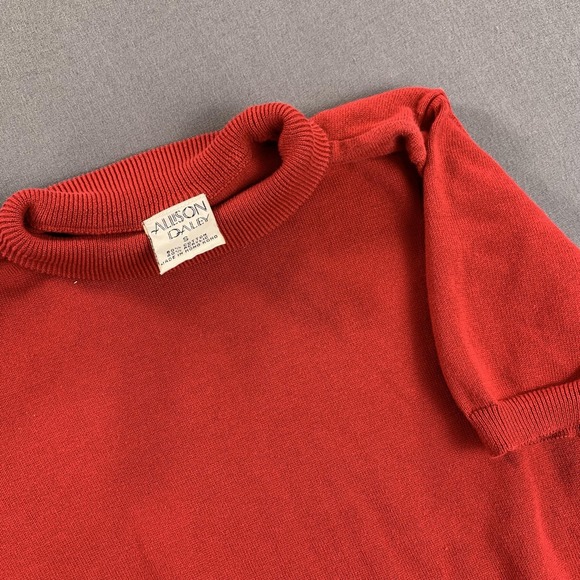 VTG Allison Daley Sweater Women SM Red Mock Neck Short Sleeve Rib Knit Hong Kong - Picture 1 of 9
